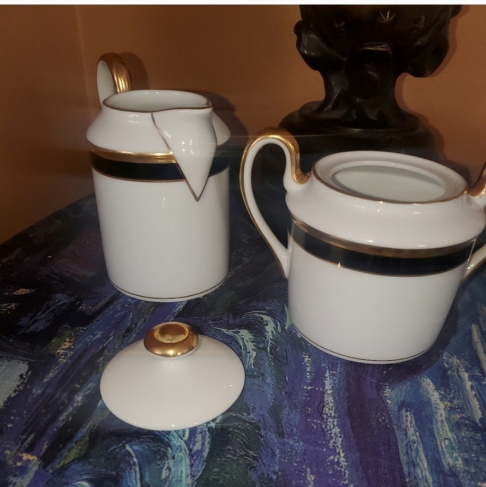 Christian Dior Fine China creamer & sugar bowl CD monogram Black Japan